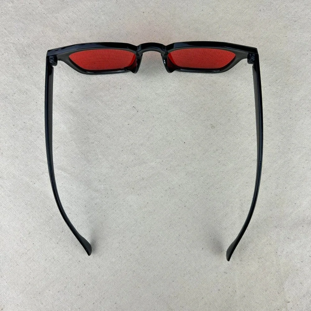 Vintage unique retro style black rounded square sunglasses cyber grunge techno
